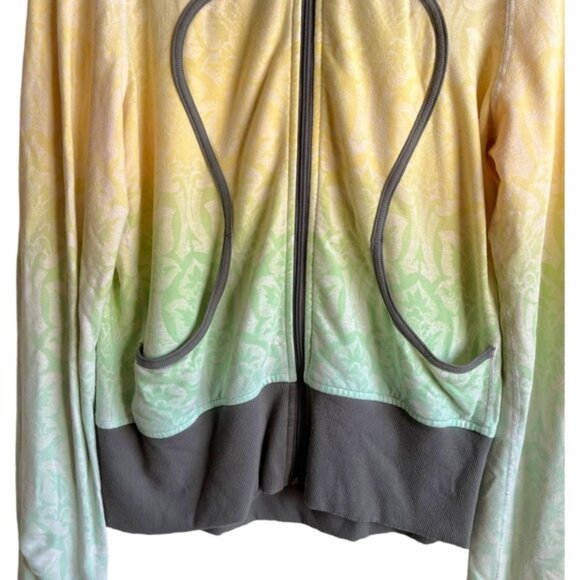 Lululemon Light Jacket Hoodie Size 8 Ombré Yellow Green - Picture 3 of 10